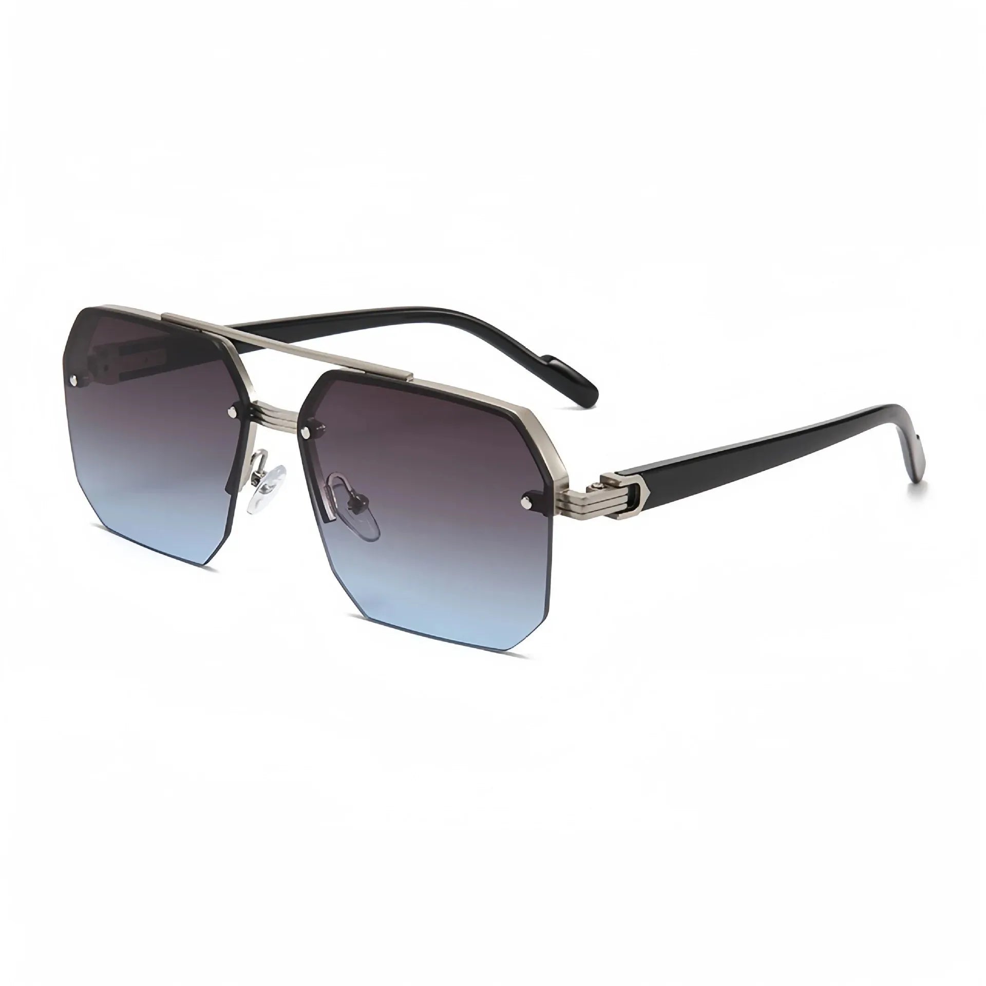 Oversized Double Bridge Sunglasses Frameless Rimless Men's Shades Square Frame UV Protection Street Shooting Eyewear