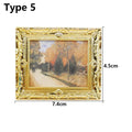 Vintage 1:12 Miniature Framed Photos Oil Painting Toys Doll Accessories Dollhouse Ornament Mural Wall Picture Miniaturas Casa