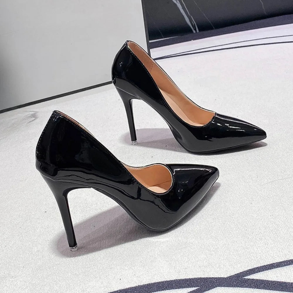 Sexy Black Sole Thin 6cm 8cm 10cm Heel High Heels Classic Style Black Office Work Shoes light Lady Pumps Plus Size 43