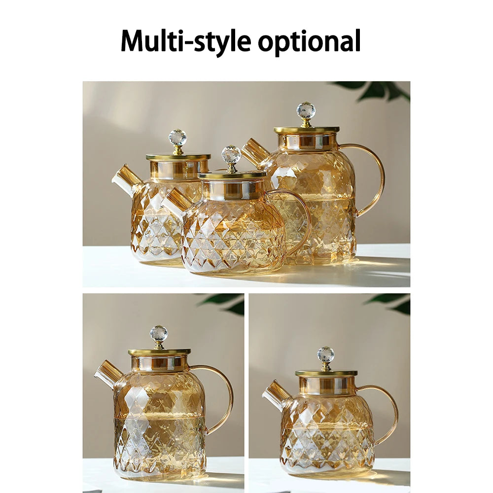 Borosilicate Glass Teapot Stovetop Safe,1000ml/1800ml Tea pot, for Loose Leaf Teas Fruit Teas Fragrant Tea