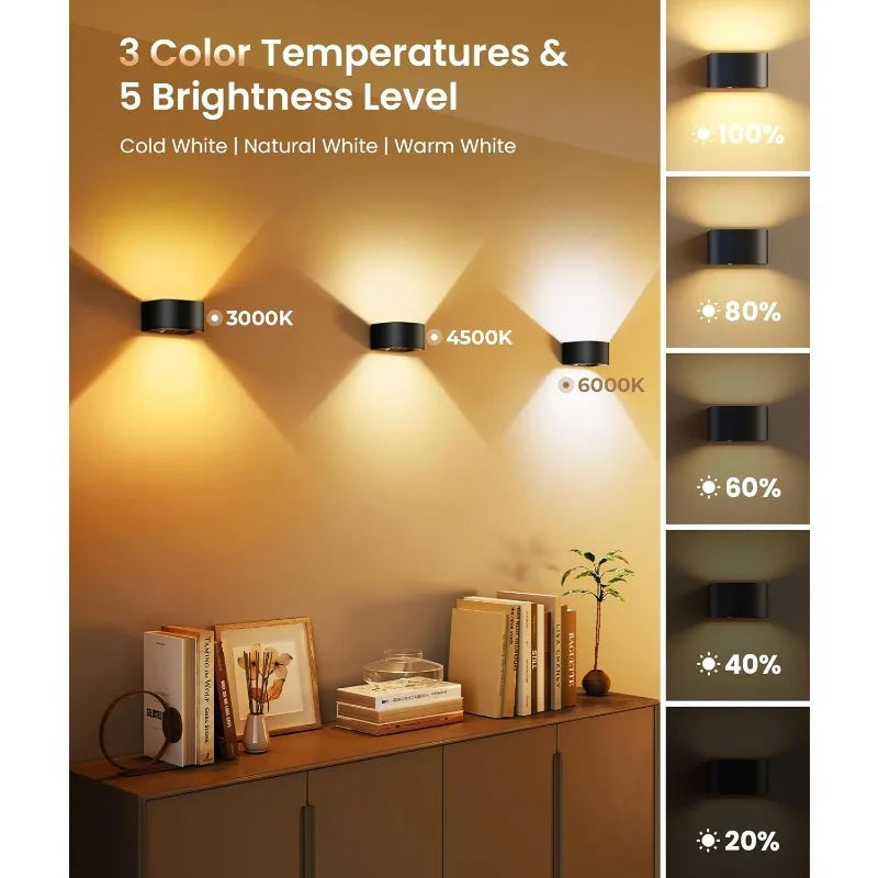 4 Pack Motion Sensor Wall Lamp with Remote Control 3 Colors Wireless Wall Light LEDBlack-