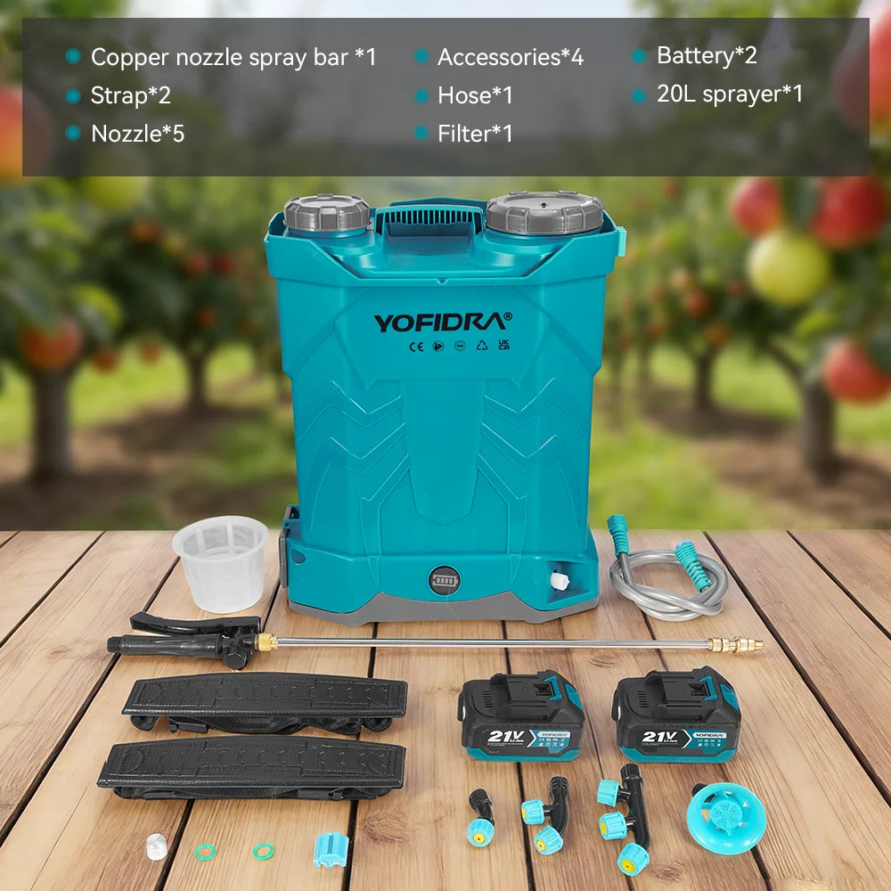 YOFIDRA 20L Electric Sprayer High Capacity Yard Lawn Spraying Irrigation Backpack Sprayer Power Tools for Makita Battery Pin