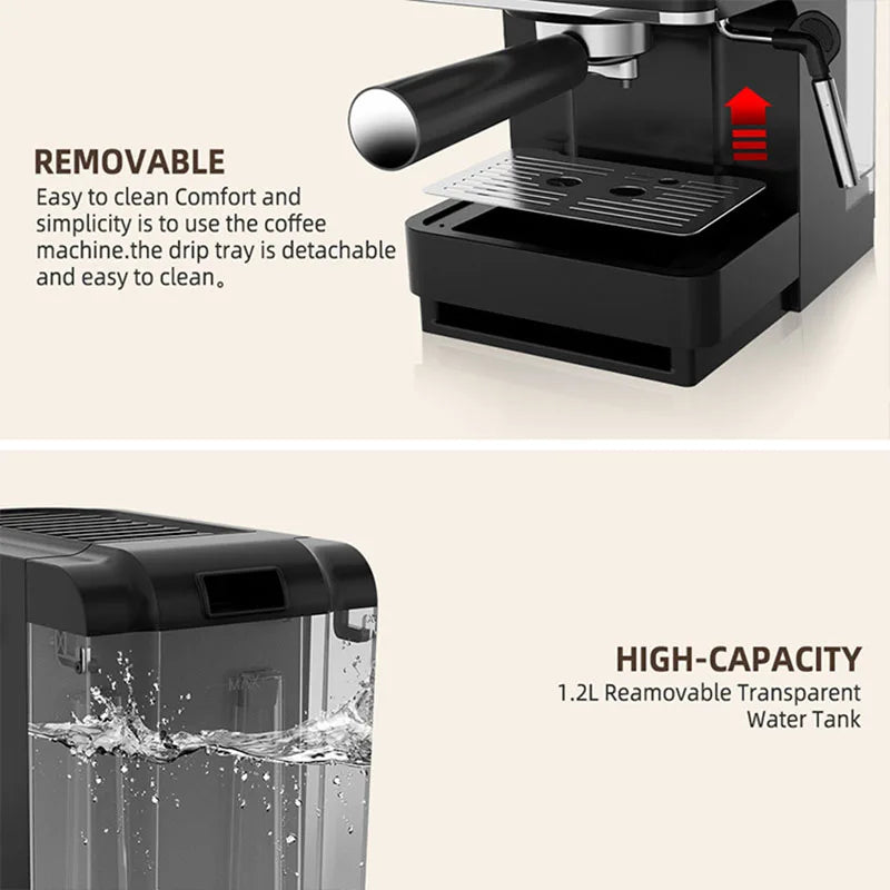 Home Semi-automatic Espresso Machine Small Coffee Machine With Knob Control Milk Frother Electric Coffee For Office