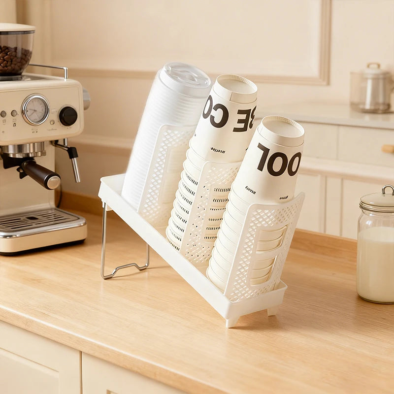 Disposable Cup Holder Coffee Paper Cup Dispenser Storage Rack Tea Shop Organizers Luxury Disposable Cup Storage Holder
