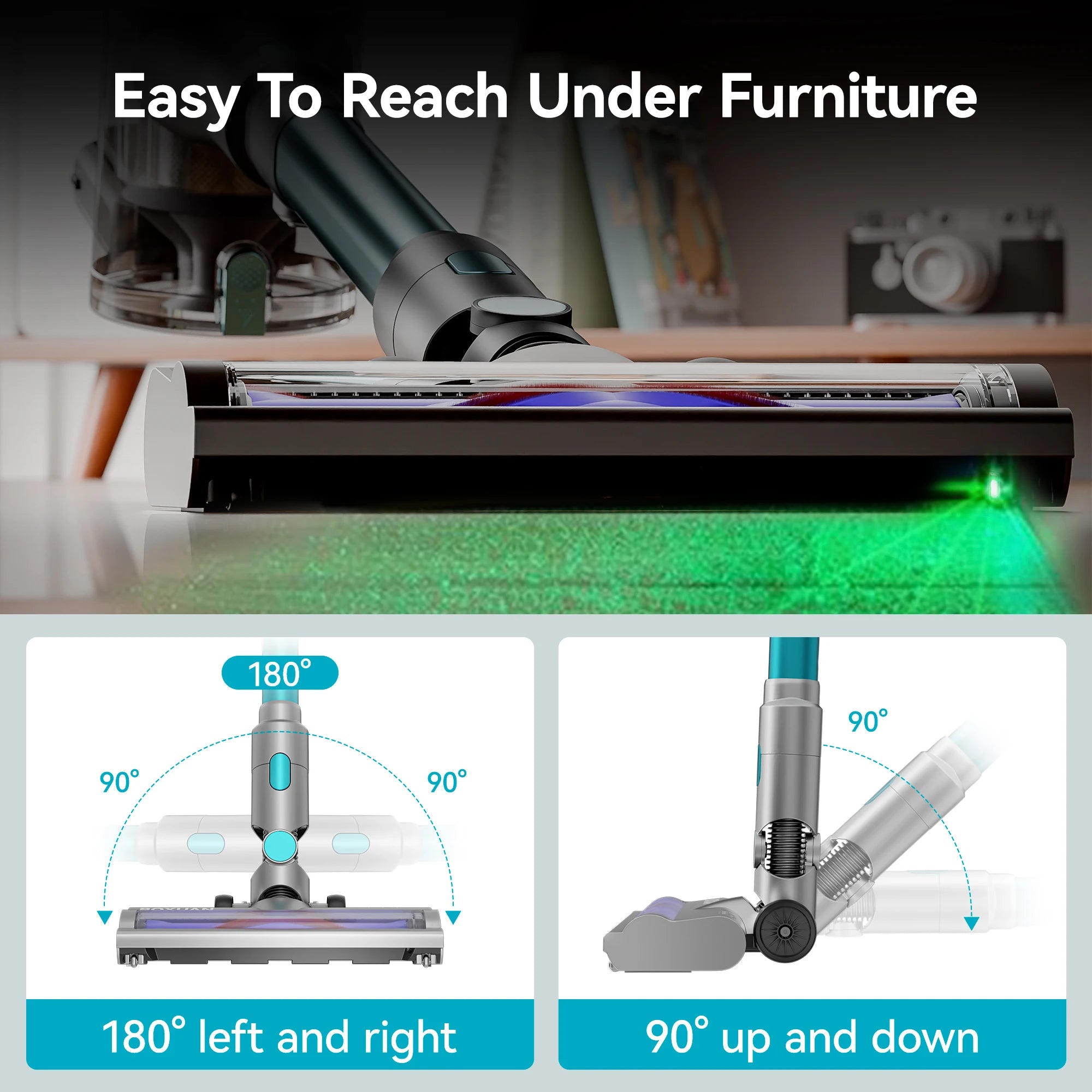 Cordless Vacuum Cleaner, 6-in-1 Stick Vacuum with 400W Suction,Rechargeable Vacuum Handheld Vacuum for Pet Hair/Carpet/Floor