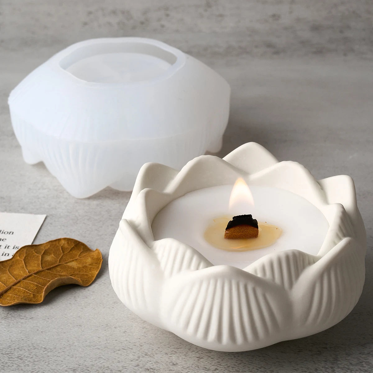 Lotus Shape Candle Holder Plaster Mold Lotus Candle Cup Vessel Cement Mold Terrazzo Silicone Mold Succulent Pot Molds Craft Gift