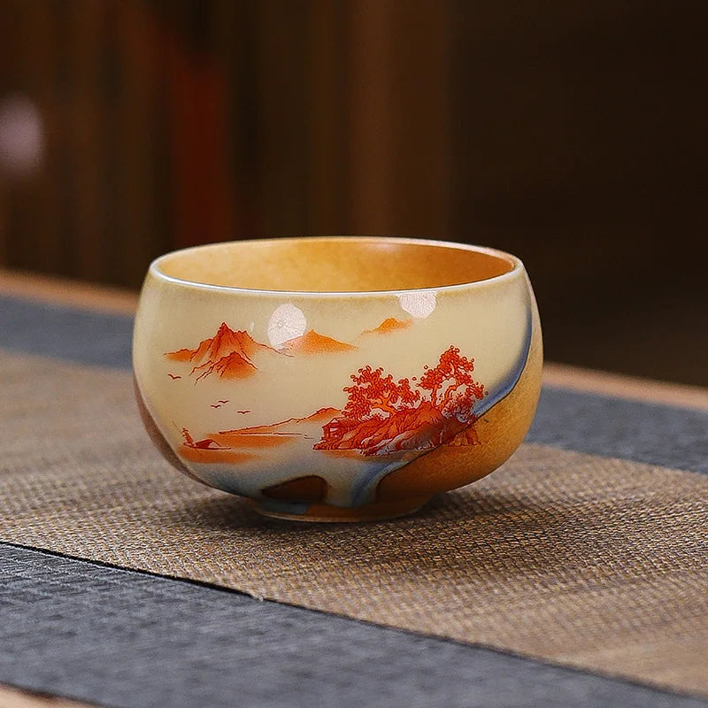 Vintage Kungfu Teacups Chinese Pottery Master Teaware Bowls Cup Home Decor Retro Tea Cups 150ml Ceramic Handmade Teaset