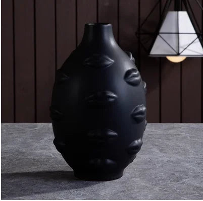 Artists 3D Lip Potted Plants White Pottery Vase Dry Flower Insert Artist Residence Decorative Ornaments Modern Home Decor
