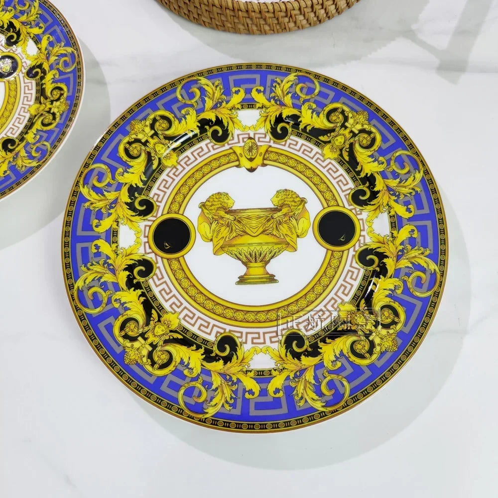 Vintage Ceramic Dinner Plate 8 Inch 10 Inch Creative Bone China Western Steak Dessert Salah Plate Kitchen Party Gift Box Set