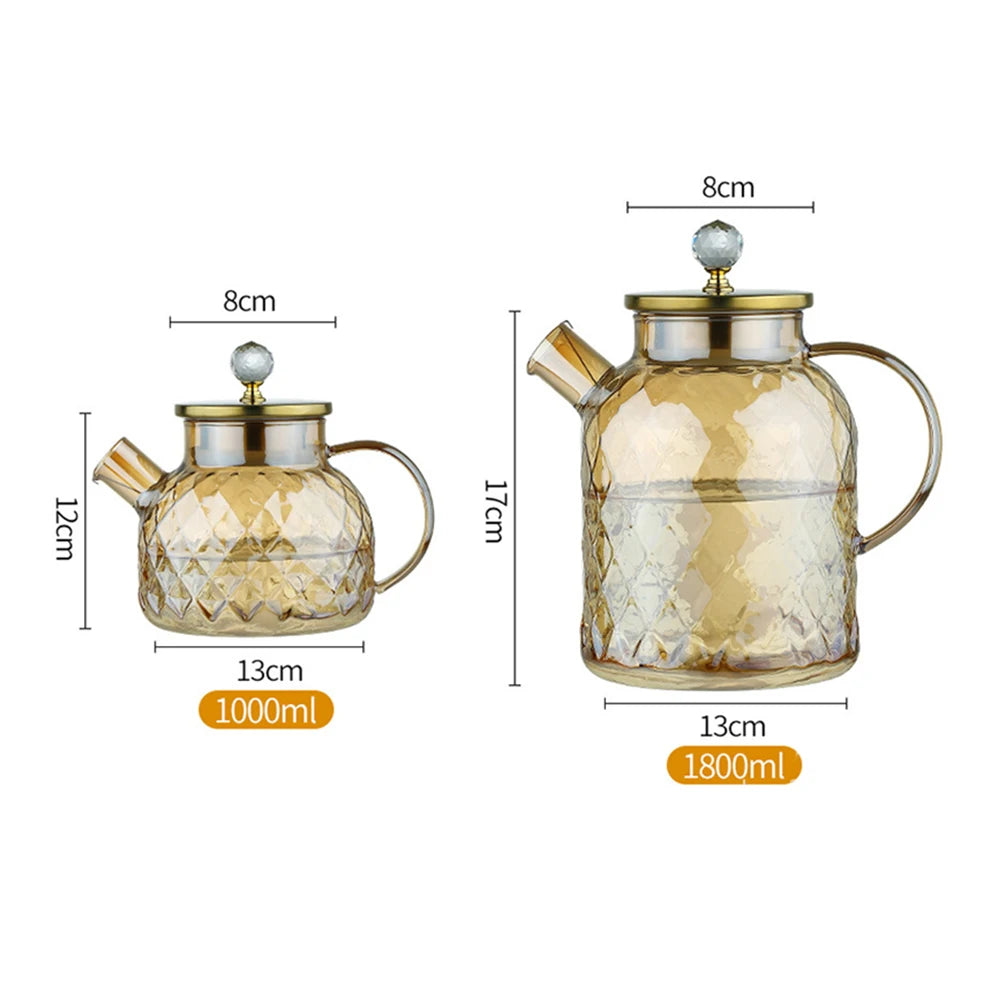 Borosilicate Glass Teapot Stovetop Safe,1000ml/1800ml Tea pot, for Loose Leaf Teas Fruit Teas Fragrant Tea