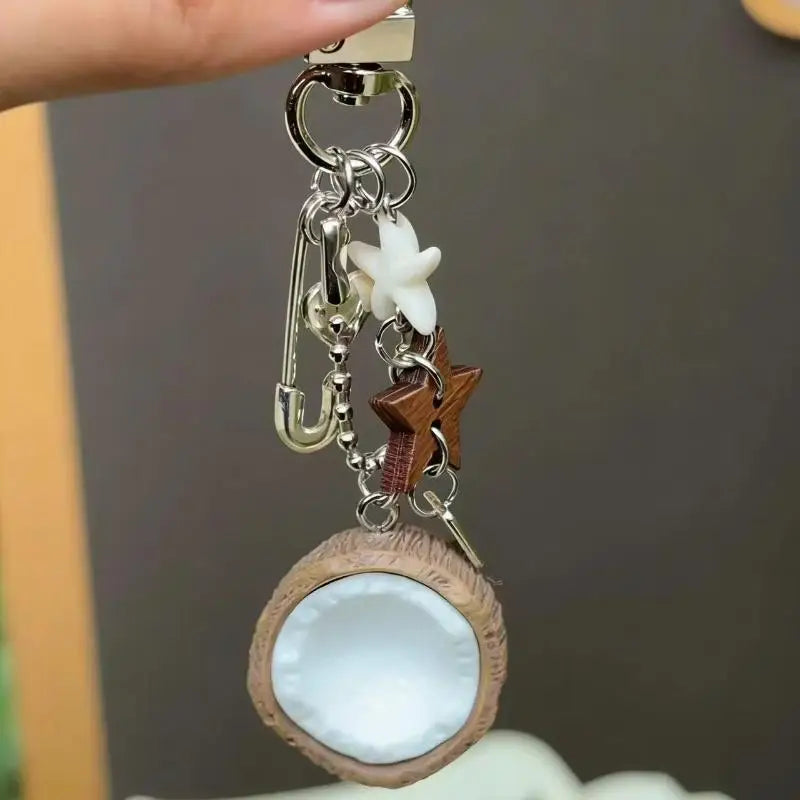 Beaded Coconut Bag Charm for Purses Handbags Bag Accessories Fashion Charms Car Keyrings Gift for Womens Girls