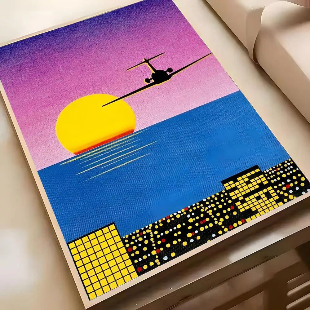 Hiroshi Nagai Vaporwave Japan Beach Poster Poster Waterproof HD Wall Art Decal Self-Adhesive Aesthetic Decor For Home Living