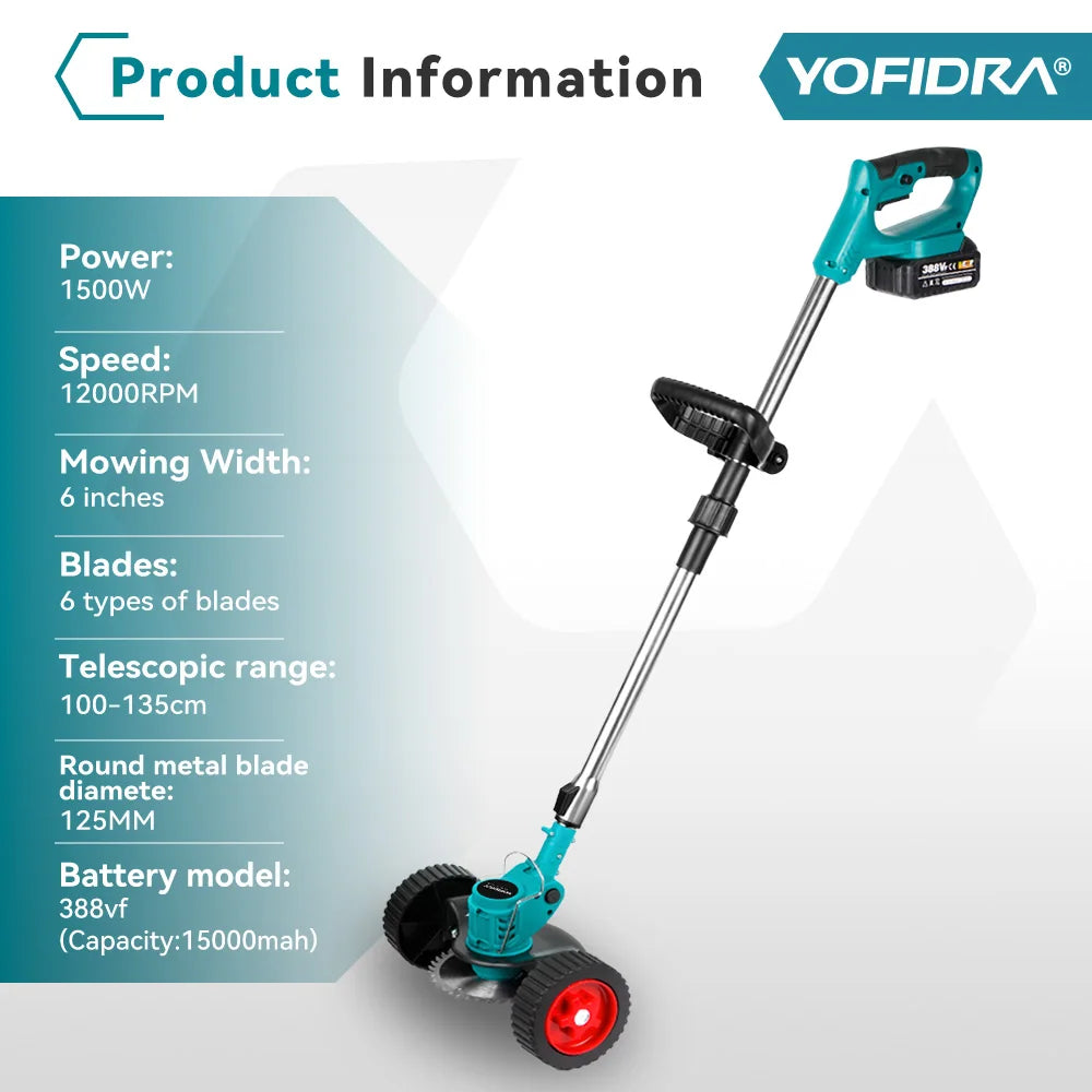Cordless Electric Lawn Mower Foldable Adjustable Trimmer Efficient Garden Pruning Cutting Power Tools For Makita 18V Battery Pin