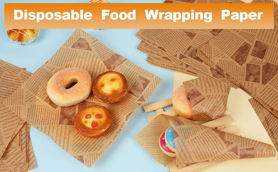 Wax Paper Sheets Grease Resistant Tray Basket Liners Newsprint Paper Water and Grease Proof Sandwich Wrapping Paper for Food