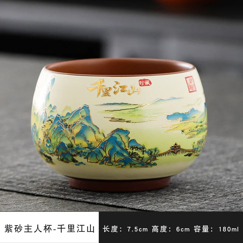Vintage Purple Clay Tea Cup Chinese Traditional Arhat Cup Zisha Tea Set Accessories Ceramic Master Cup Travel Tea Bowl Teaware