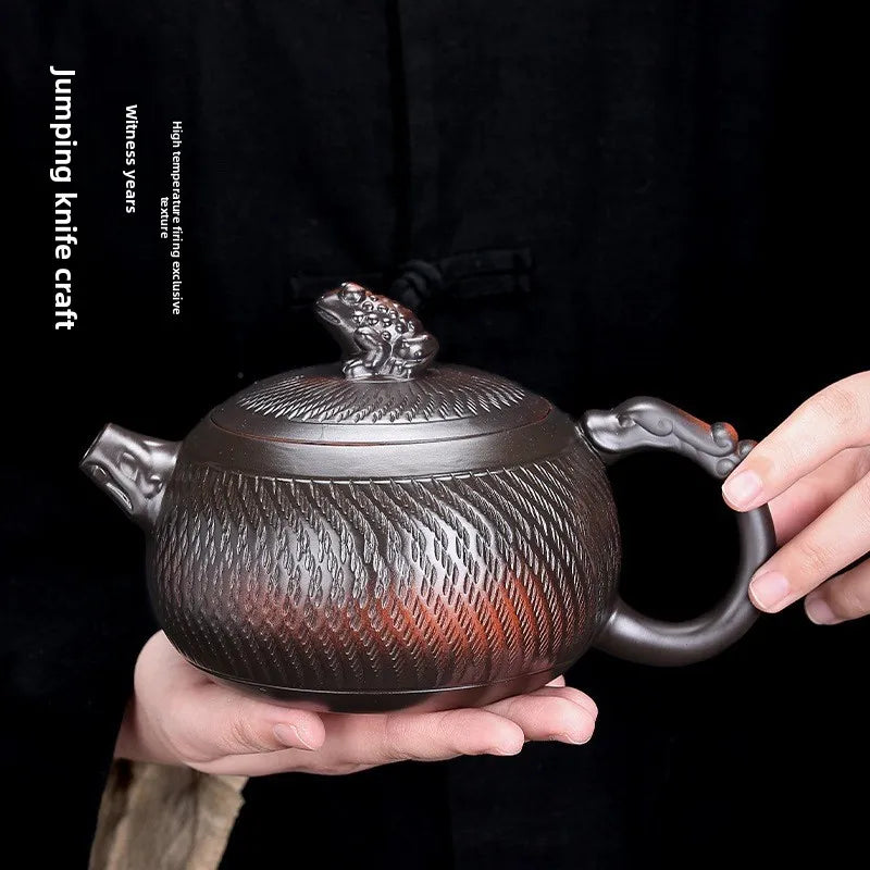 Household Xishi Pot Purple Pottery Pot Kung Fu Tea Set Large-capacity Purple Clay Pot Handmade Jumping Knife Craft