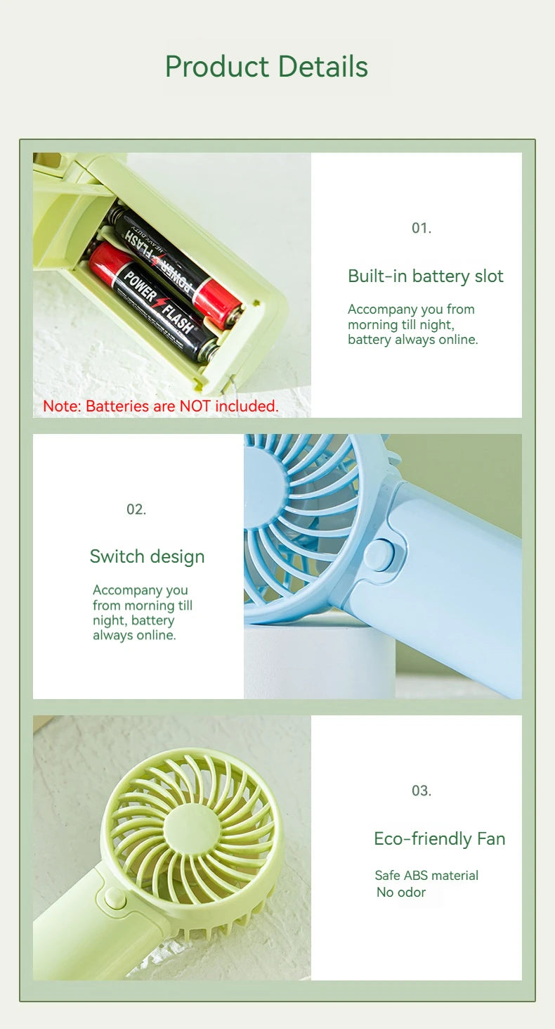 Portable Handheld Mini Fan for Summer Cooling Compact Desk Fan with Strong Airflow Simple Design Ideal for Outdoor travel Use