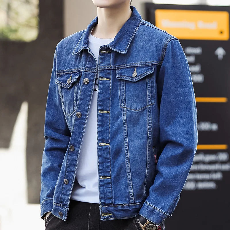 2026 Denim Jackets Men's Fashion Casual Multi Pockets Cargo Jacket Handsome Motorcycle Jean Coats New Men Clothing Oversized 5XL