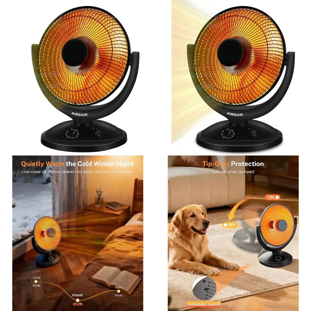 65° Oscillating 800W Radiant Heater with Thermostat, Timer, Safety Features for Indoor Use
