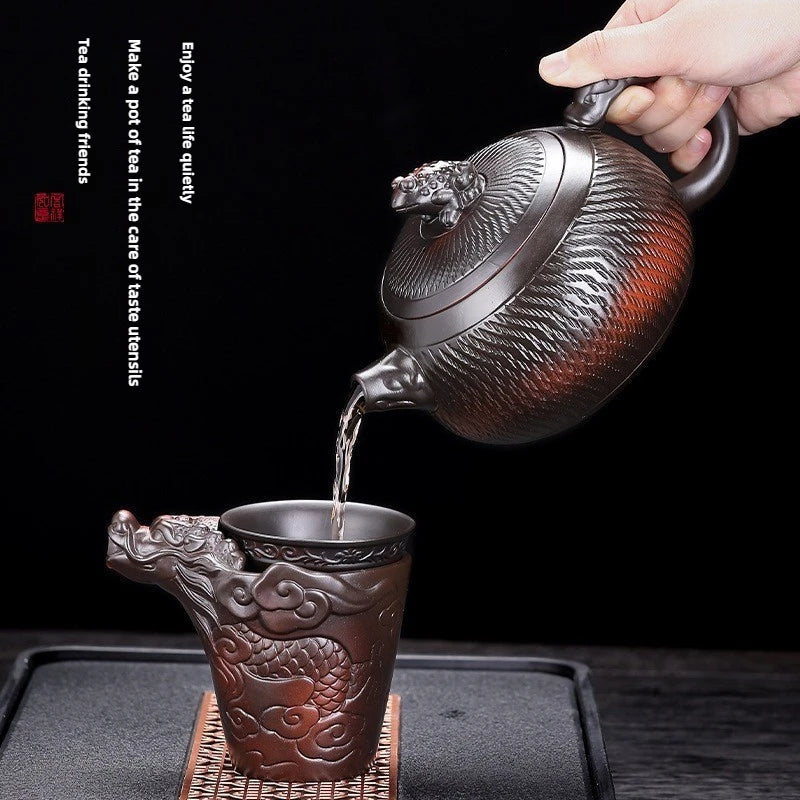 Household Xishi Pot Purple Pottery Pot Kung Fu Tea Set Large-capacity Purple Clay Pot Handmade Jumping Knife Craft