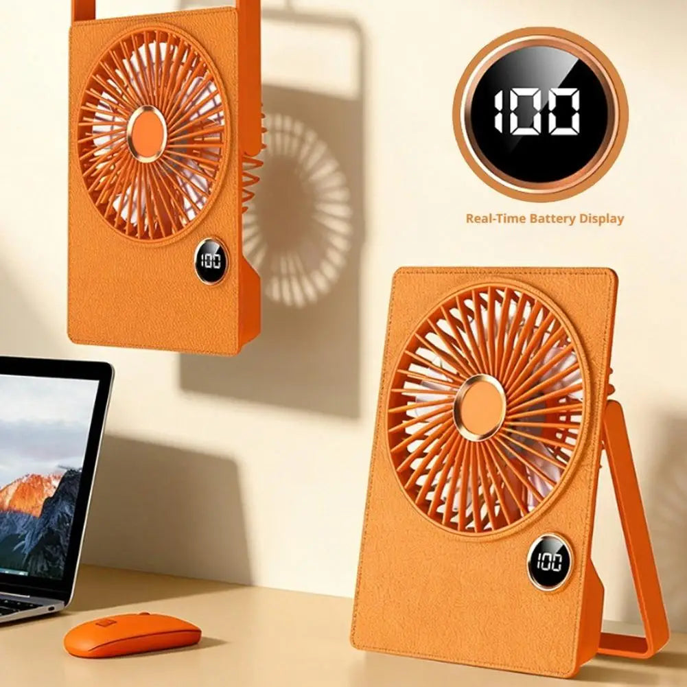 Portable Mini Desk Fan Office Wall Mounted Digital Display High Speed Brushless Motor Type-C Rechargeable Long Battery
