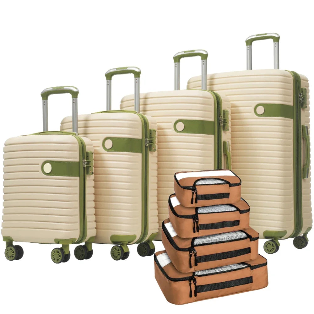 4 Pcs ABS Expandable Hardshell Luggage Set 16/20/24/28 Inch TSA Lock Spinner Wheels 4 Packing Cubes Lightweight Travel