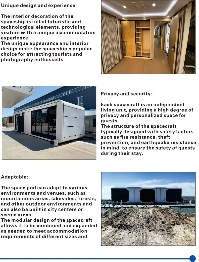 Customized Tiny House Capsule Prefab Modular Luxury Design Panoramic Window Ventilation System Smart Control