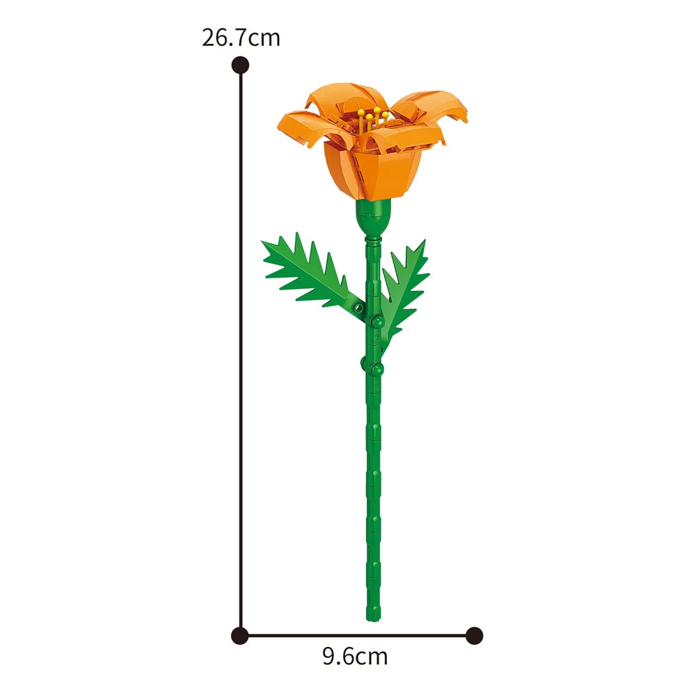 Creativity Potted Plants Bouquet Rose Lily Flower Home Desk Plant Decoration Assemble Building Blocks Bricks Toys Girls Gift