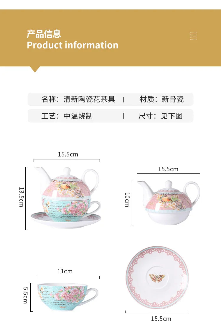 English Afternoon Tea Set, Single Person Mother-Daughter Teapot with Filter, Creative Floral Ceramic Tea Ware