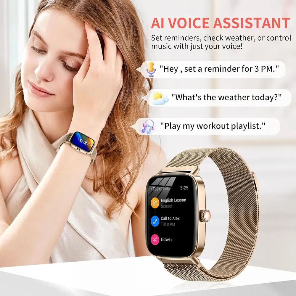 Smart Watch or Women(2 Bands), 1.85" HD itnsn with Call unction, IP68 Waterproo, 100+ Sport es, Blood Oxygen Monitor/ Heart Rate