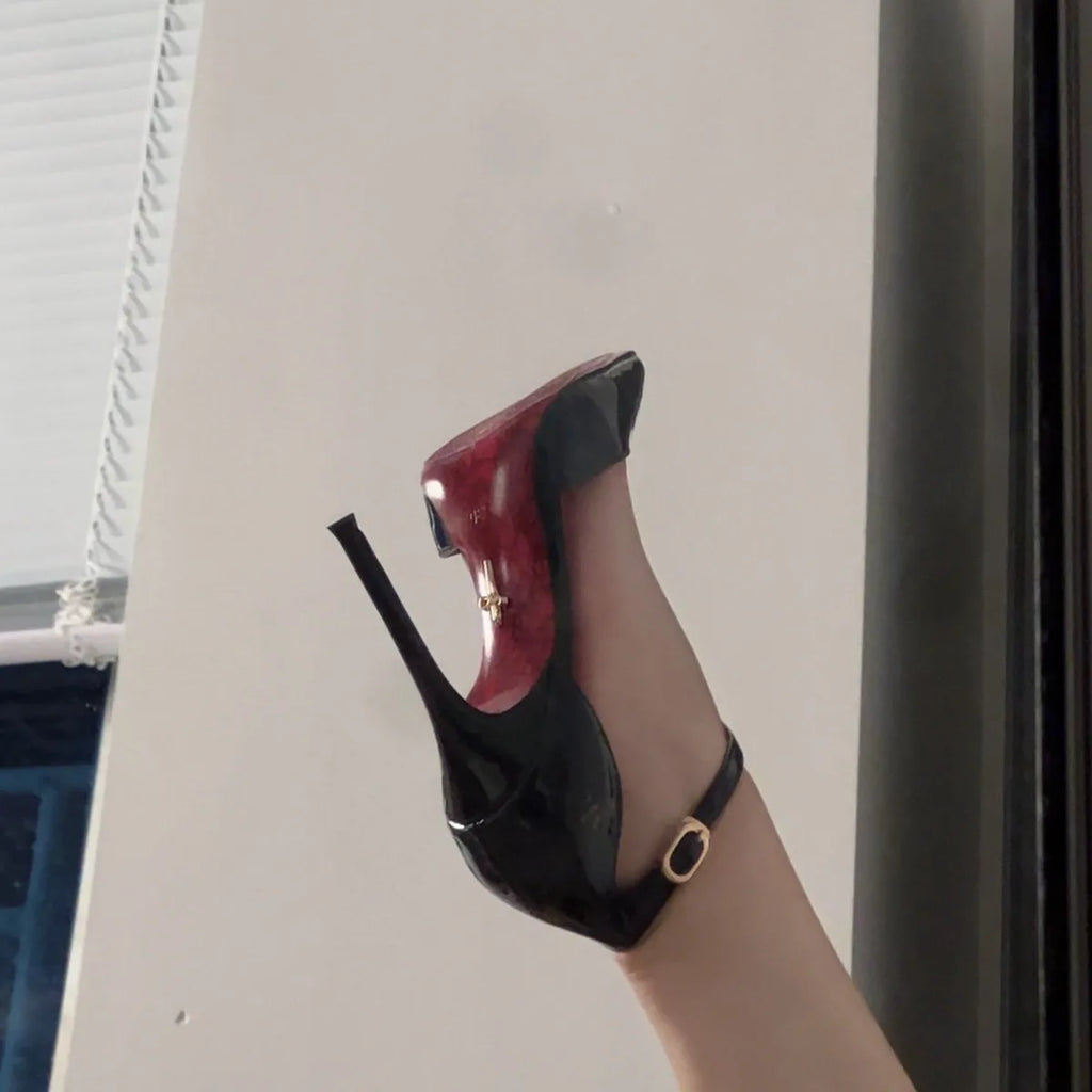 High Heel Pointed Toe Women's Shoes skin-friendly Ultra High Heels for Women Printed Red Bottom Comfortable Wear talons femme
