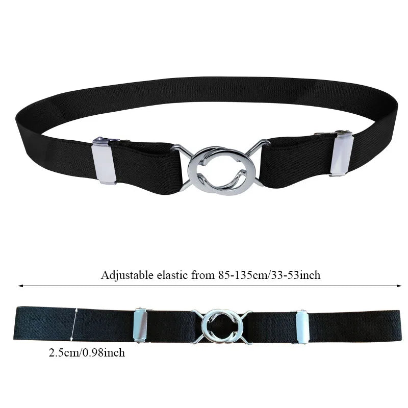 Adjustable Elastic Stretch Belt Invisible Belt for Women Girls Jeans Pants Dress,2.5cm Wide Metal Ring Buckle,No Hassle,No Bugle