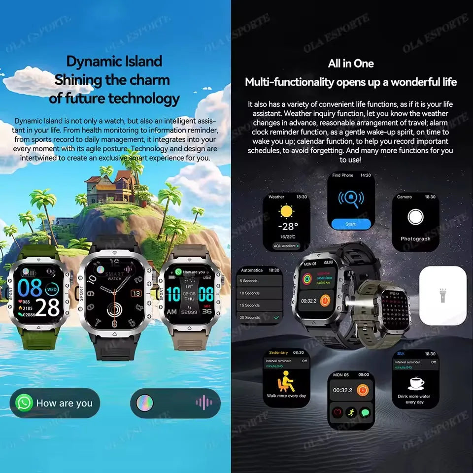 2025 New SmartWatch Men Outdoor GPS Sport Watches Heart Rate Sleep Waterproof Smart Watch IOS Android