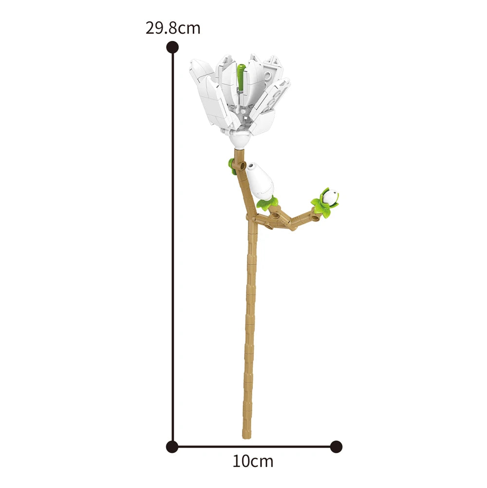 Creativity Potted Plants Bouquet Rose Lily Flower Home Desk Plant Decoration Assemble Building Blocks Bricks Toys Girls Gift