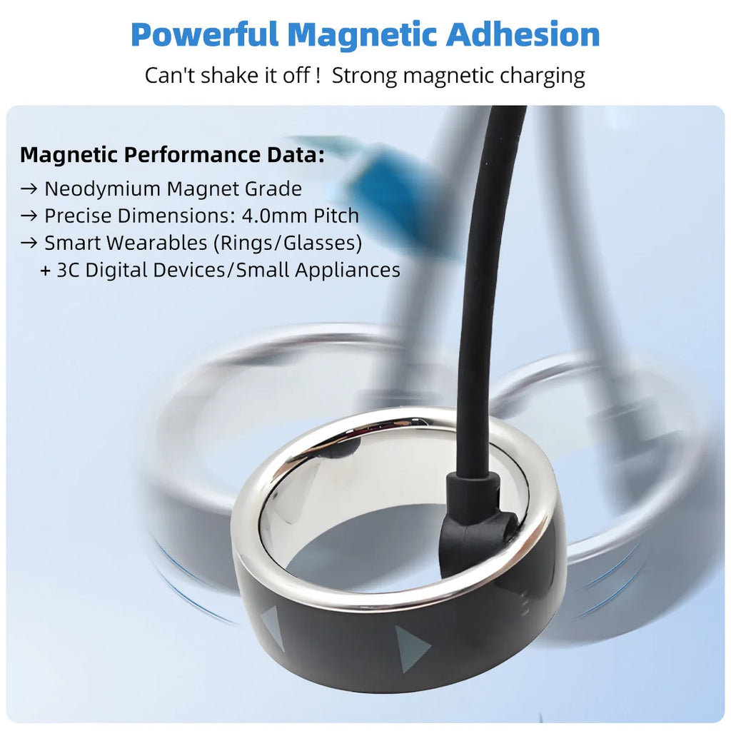 Smart Ring Charge Cable For Smart Ring Dock Connector USB Charging Cable Cord 4MM Magnetic Charger Power Adapter Wire for R02/09