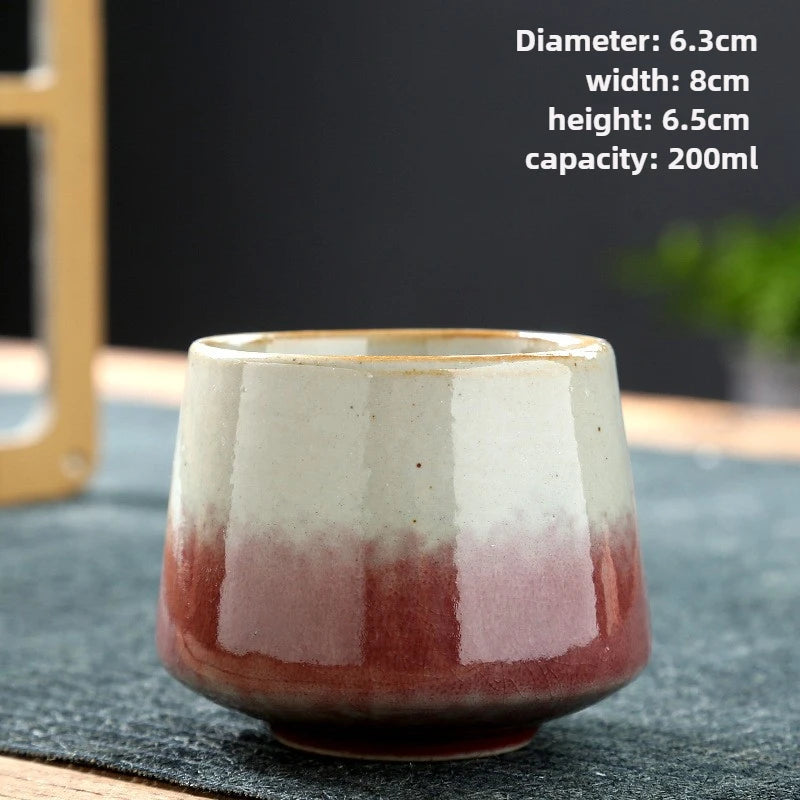 Vintage Japanese Raku Pottery Tea Cup Handcrafted Coarse Ceramic Kung Fu Cup Kiln Glaze Unique Design for Home Use
