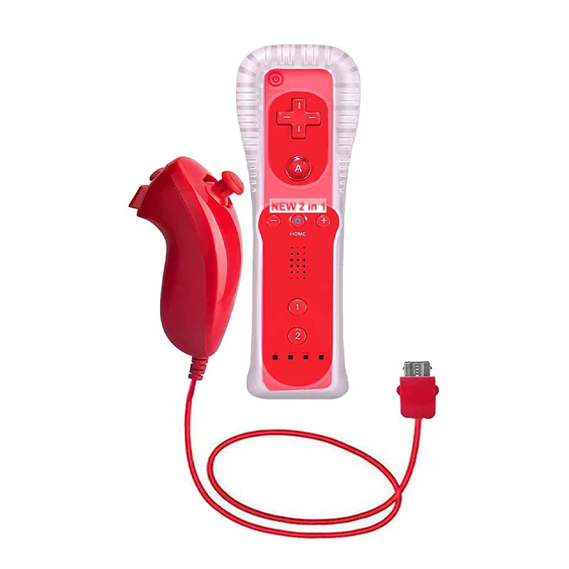 2PCS Remote Controller with Nunchuck Controller for Wii Console Wireless Gamepad with Motion Plus for  Wii Games Control