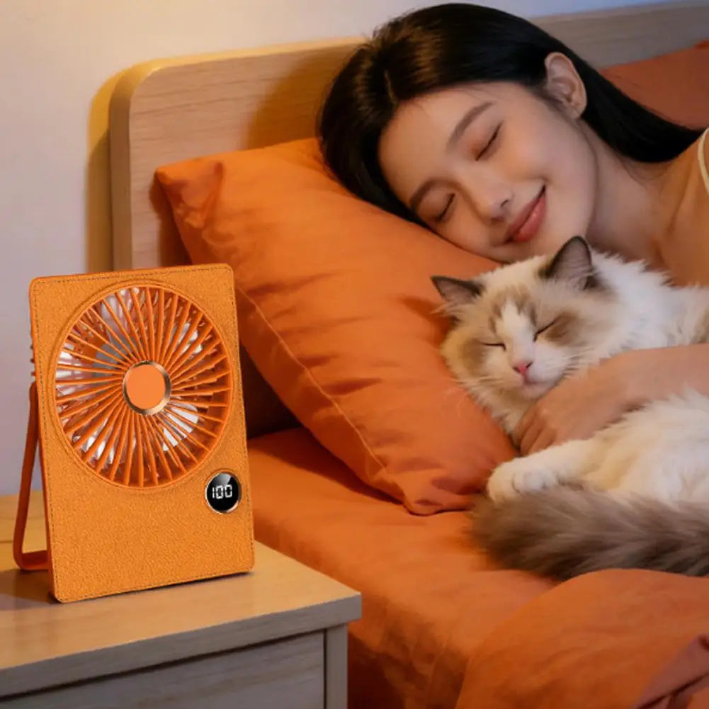 Portable Mini Desk Fan Office Wall Mounted Digital Display High Speed Brushless Motor Type-C Rechargeable Long Battery
