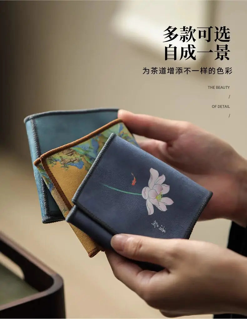 Double-sided tea towel, thickened tea cloth, absorbent towel, tea set, coffee table, tea tray, tea tablecloth, matcha table tea