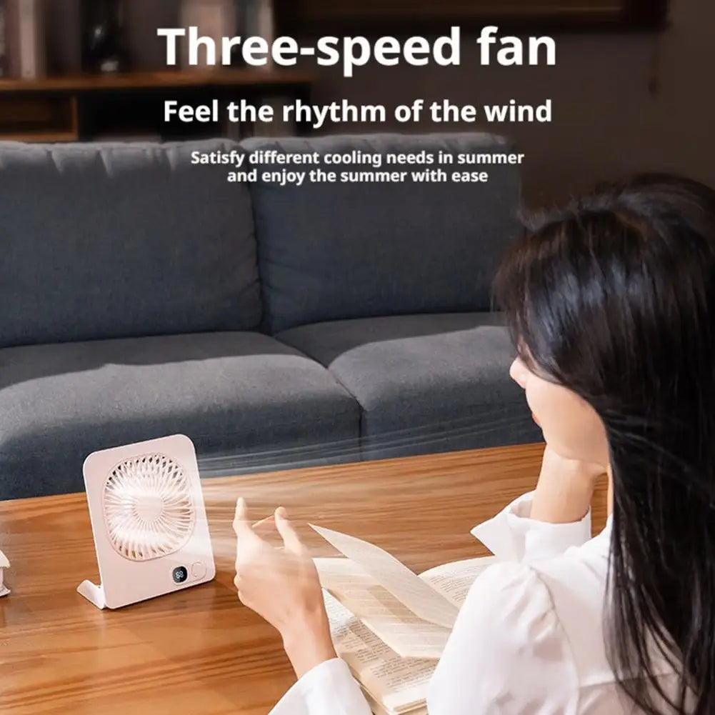 Portable Mini Desk Fan Table Power Display Ultra Quiet Hang Fan For Office Home USB Rechargeable Foldable Table Fan With 5 Gear