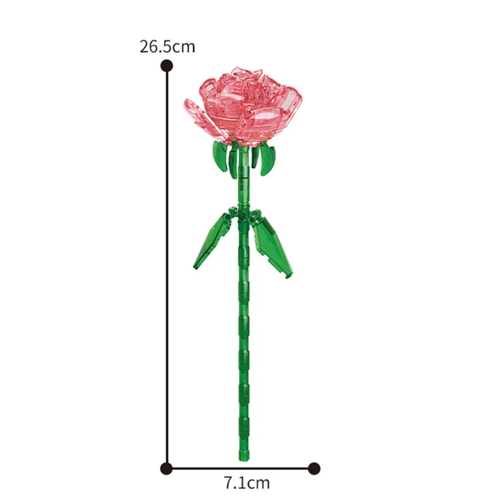 Creativity Potted Plants Bouquet Rose Lily Flower Home Desk Plant Decoration Assemble Building Blocks Bricks Toys Girls Gift