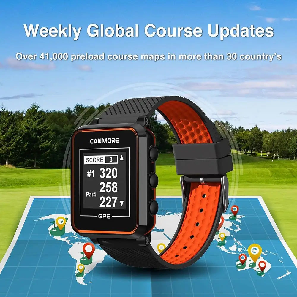 TW353 Gol GPS Watch or Men and Women, High Contrast LCD Display, ree ate Over 41,000 Preloaded Courses Worldwide, Lightweight en