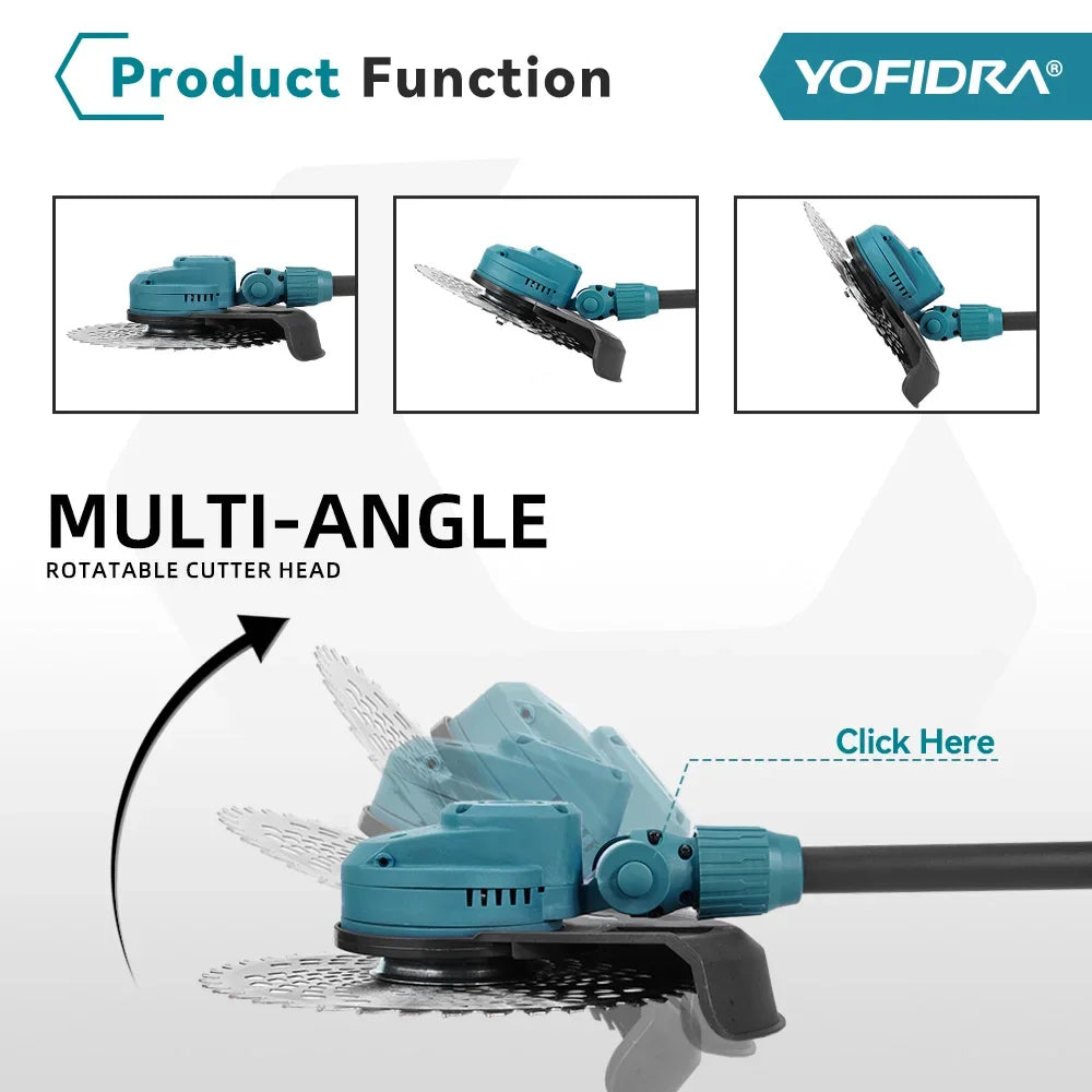 YOFIDRA 10Inch 6000W Brushless Electric Lawn Mower 58000RPM Garden Foldable Grass Trimmer Garden Tool For Makita 18V Battery Pin