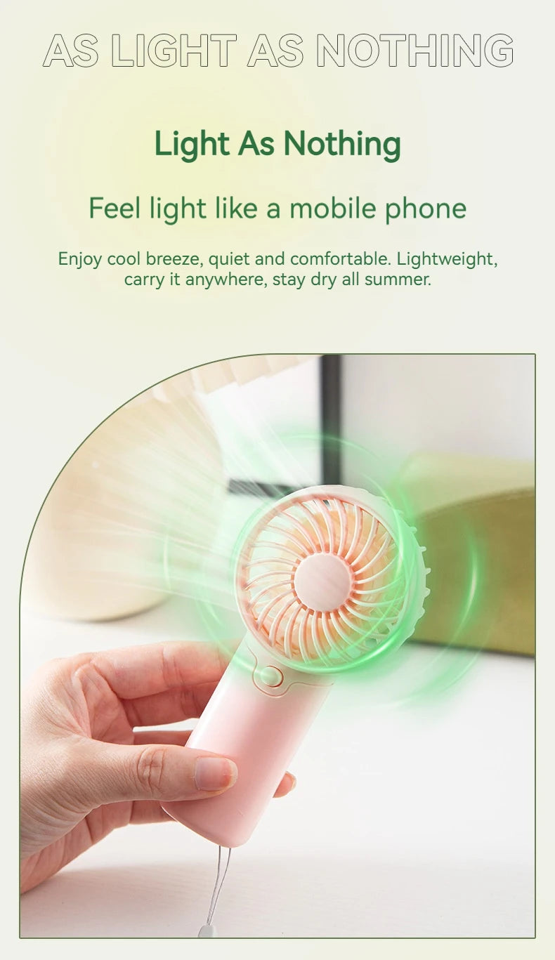 Portable Handheld Mini Fan for Summer Cooling Compact Desk Fan with Strong Airflow Simple Design Ideal for Outdoor travel Use