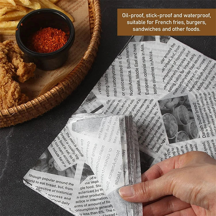 50 Pcs Parchment Paper Sheets Sandwich Wrap Wax Paper Deli Wax Paper Sheets Grease Resistant Tray Basket Liners Newsprint Paper