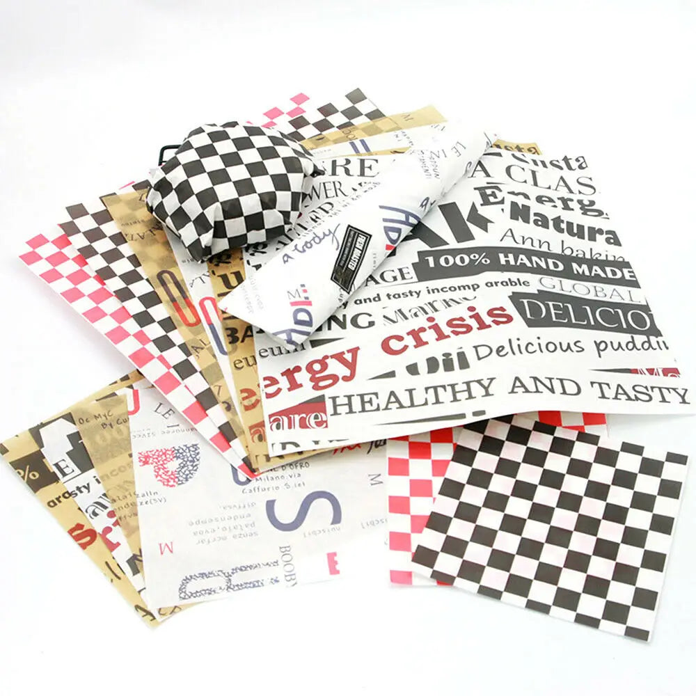50Pcs/Lot Oil-Proof Wax Paper Food Grade Wrapping Paper for Sandwich Hamburger Fries Dessert Candy Bread Kitchen Baking Tools