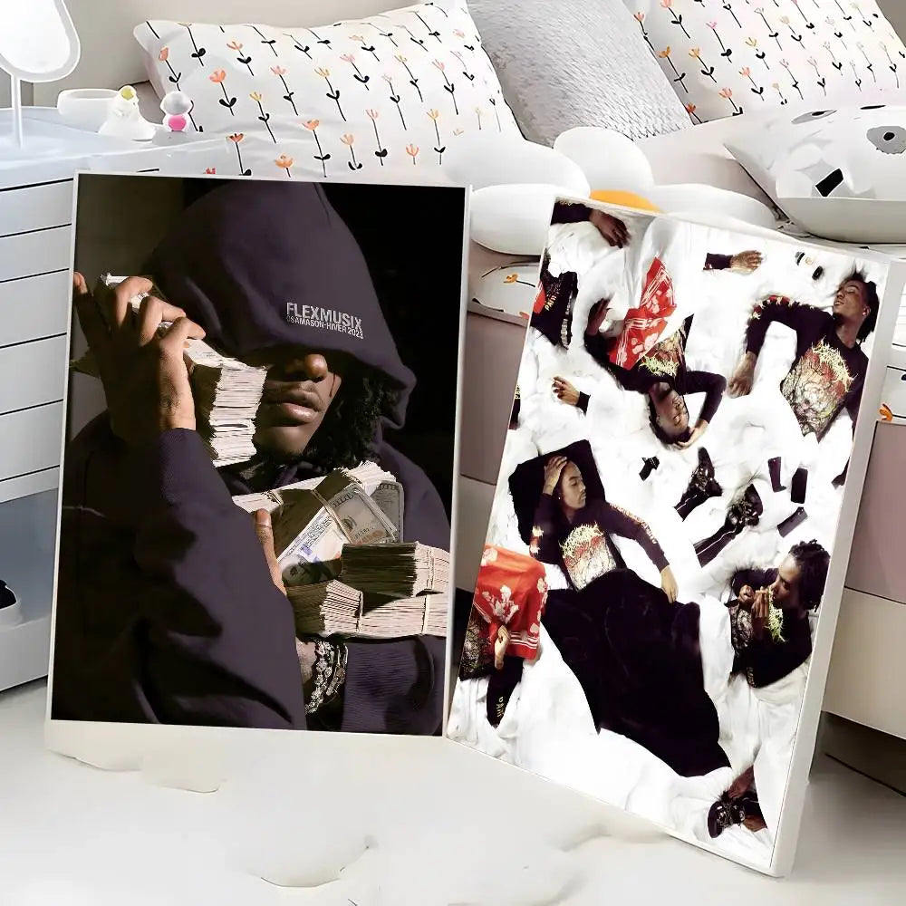 O-OsamaSon Stil Slime RAPPER Poster HD Home Decor Sticky Wall Waterproof Home Living Room Bar Aesthetic Decor