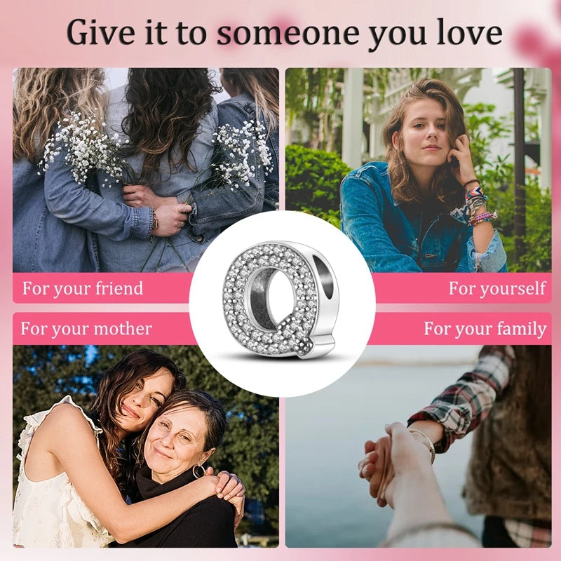 Charms Fit Original Bracelet A-Z Alphabet Charms Beads 925 Sterling Silver 26 Letters Charm for Women Girl DIY Fine Jewelry Gift
