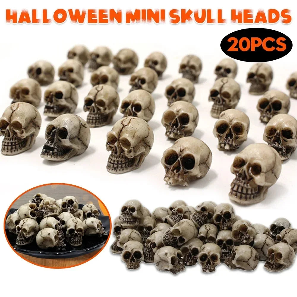 10/20Pcs Gothic Skull Halloween Decor Mini Skulls Creative Flowerpot Decoration Realistic Miniature Skeleton Skulls Crafts Decor