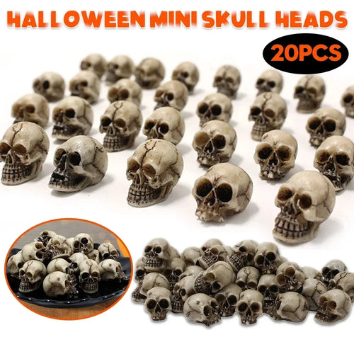10/20Pcs Gothic Skull Halloween Decor Mini Skulls Creative Flowerpot Decoration Realistic Miniature Skeleton Skulls Crafts Decor